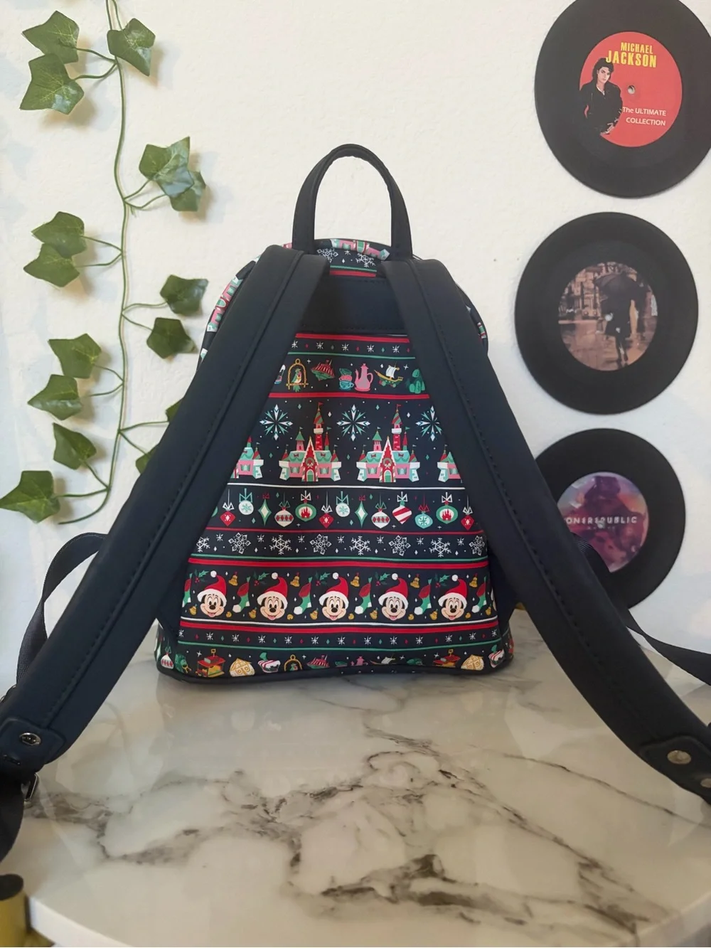 Loungefly Black Holiday Castle Pattern Mini Backpack